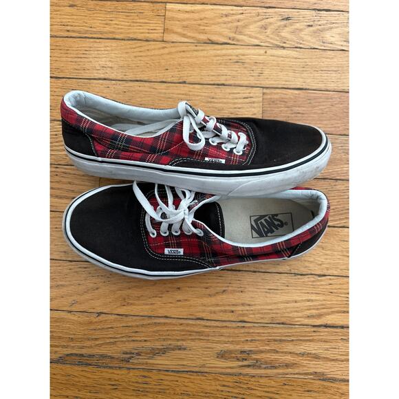 Vans Era Red Plaid Black Canvas Sneakers Size 9.5 Men’s / 11 Women’s - Picture 1 of 6